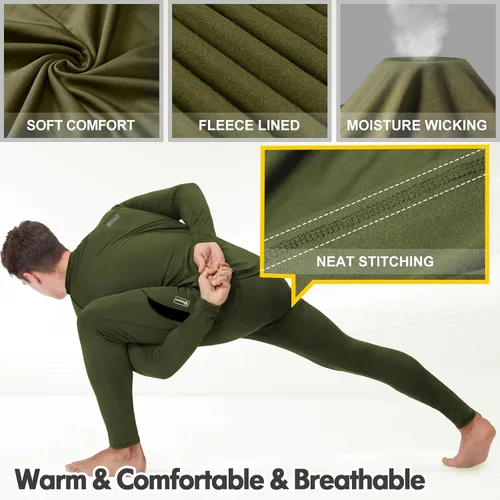 Miniatura 3 de romision Thermal Underwear for Men Long Johns Fleece Lined Hunting Gear Bottom Top Set Base Layer for Cold Weather XS-4XL