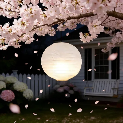 Miniatura 2 de 6 linternas de papel blancas con luces LED, linterna redonda de 12 pulgadas, lámpara de papel colgante para cumpleaños, boda, Navidad, novia