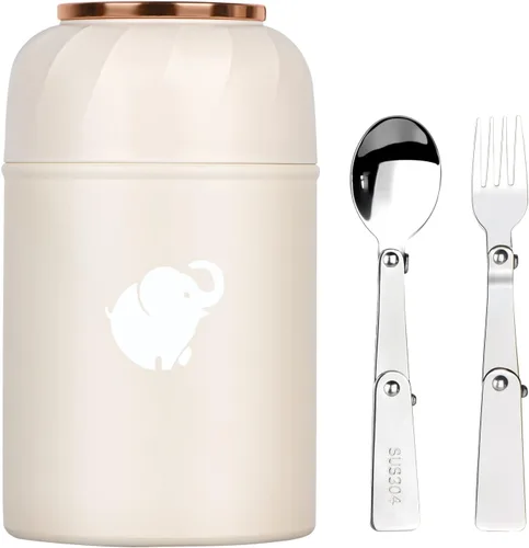Miniatura 9 de HOUSETEC Termo para comida caliente – Contenedor de alimentos aislado con tenedor y cuchara plegable, termo de alimentos a prueba de fugas