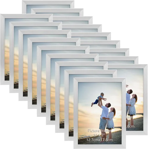Miniatura 29 de Hoikwo 18 paquetes de marcos de fotos de plástico negro de 3.5x5 multifuncionales con cubierta de plástico para fotos familiares, obras de arte