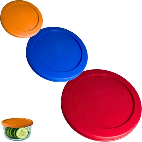 Miniatura 28 de Tapas/Cubiertas de repuesto naranja, azul, rojo de 2, 4 y 7 tazas para cuencos de almacenamiento Pyrex, Anchor Hocking y KlareWare *Solo tapas