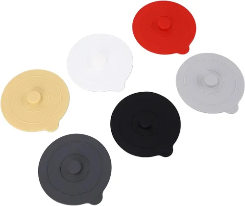 Miniatura 3 de Silicone Lids, Silicone Cup Covers Round Universal Cup Cover 6Pcs Silicone Cup Lid Wine Glass Covers 9.5cm Red Yellow Black White Dark Grey Light