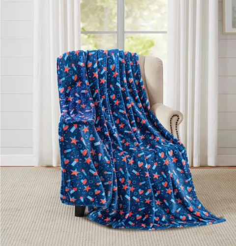 Miniatura 7 de Manta de forro polar suave para primavera de niñas y niños: bebés, pollitos, pájaros, flores en suave y acogedor amarillo, verde, rosa sobre fondo