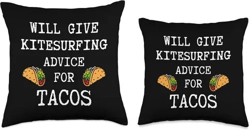 Miniatura 3 de Kitesurfing Gifts Kitesurfer Equipment Kitesurf Advice for Tacos - Almohada divertida para kitesurf, 18 x 18 pulgadas, multicolor