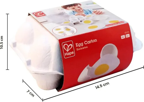 Miniatura 3 de Hape Cartón de huevos 3 huevos duros con cáscara fácil de despegar y 3 fritos, juguete educativo realista de madera para niños de 3 años