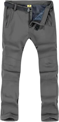 TBMPOY - Pantalones de esquí de nieve impermeables con forro polar para hombre, para senderismo, montaña, revestimiento suave con cinturón