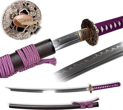 Miniatura 12 de Katana de acero templado con resorte de arcilla de 41 pulgadas, espada samurái japonesa hecha a mano, espada samurái japonesa de espada completa