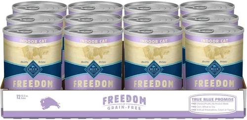 Blue Buffalo Freedom Grain Free - Alimento húmedo natural en paté para adultos, pollo de interior, latas de 12.5 onzas (paquete de 12)