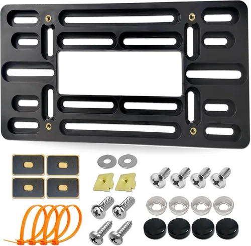 Miniatura 12 de ZXFOOG Kit de montaje de placa de matrícula delantera - Soporte de parachoques para placa de matrícula y marco de etiqueta de aluminio negro mate