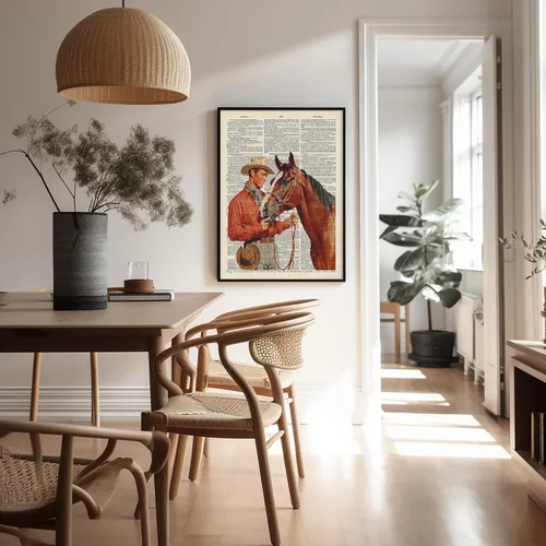 Miniatura 5 de Poster Master Póster de diccionario – Estampado retro de vaquero y caballo – Obra de arte del salvaje oeste – Diseño occidental – Arte moderno