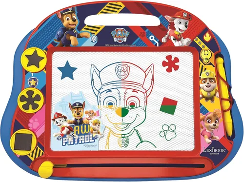 Lexibook Paw Patrol Tablero de dibujo magnético multicolor mágico, juguete creativo artístico para niñas y niños, lápiz stylus y sellos, rojo/azul,