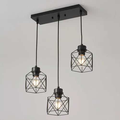 Miniatura 6 de Lámpara colgante de 1 luz, luces colgantes negras, isla de cocina, iluminación colgante de granja con dormitorio, comedor, base E26, bombillas no 1