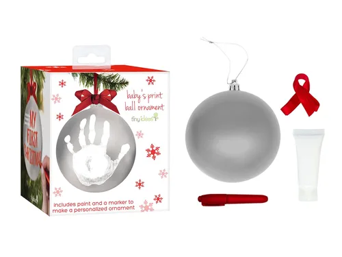 Miniatura 2 de Adorno de Bola de Huella de Mano de Bebé de Navidad, Incluye Pintura para Impresión de Bebé, Regalo de Recuerdo Navideño de Recién Nacido, Bola