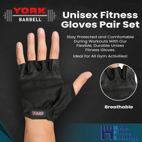 Miniatura 7 de York Barbell - Guantes de levantamiento de pesas, piel de cabra, agarre antideslizante, palma acolchada, correa de soporte para la muñeca, espalda