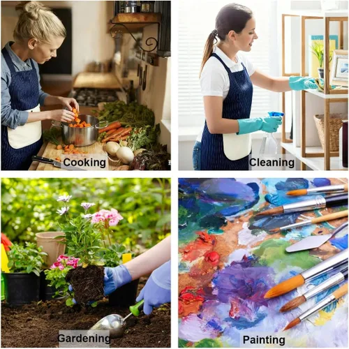 Miniatura 6 de Delantales para mujer con bolsillos, delantales extraíbles para cocinar, impermeable, resistente al aceite, babero, multifuncional, toalla de mano