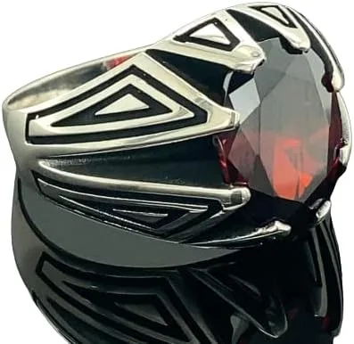 Anillo de piedra rubí para hombre, anillo de piedra de rubí natural, anillo de estilo vintage, anillo minimalista para hombre, anillo de estilo