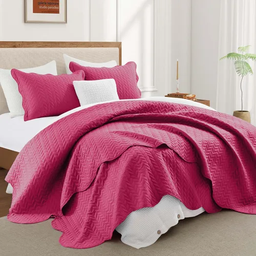 Miniatura 52 de IR Imperial Rooms Velvet Twin Quilt Bedspread Comforter Bedding Set 2 Pcs Diamond Pattern - (68"x86") Bedspread Coverlet + 1 Pillow Shams