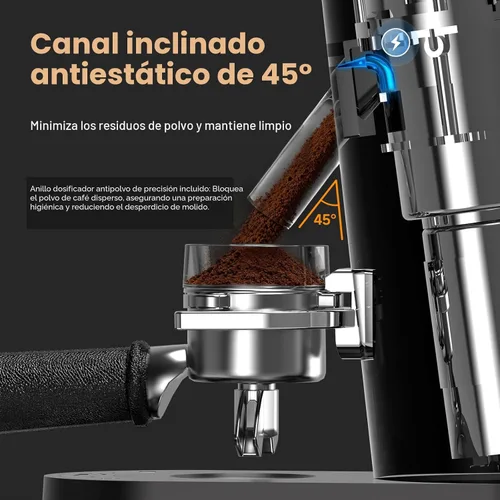Miniatura 5 de AAOBOSI Molinillo de café inalámbrico para rebabas, recargable con 60 ajustes de molienda y antiestático, pantalla táctil con temporizador digital