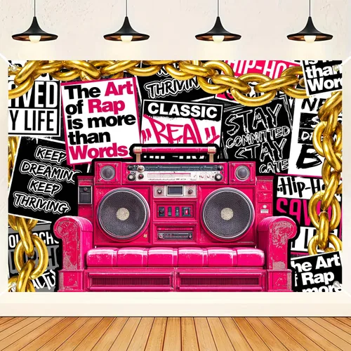 HANYING HY070YL - Telón de fondo de hip hop de los años 90, música clásica retro, música rock, fotografía de moda, pancarta de fiesta de graffiti