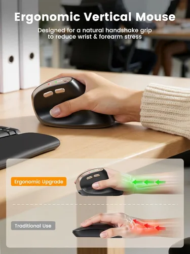 Miniatura 4 de SABLUTE MAM3 - Ratón ergonómico, mouse Bluetooth para manos pequeñas/medianas, conectividad de doble dispositivo para computadora/portátil, mouse