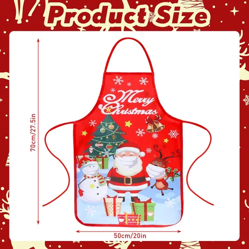 Miniatura 2 de Vabean 4 delantales de Navidad de elfo, muñeco de nieve, delantal de Santa Claus, delantal de cocina ajustable para fiesta, chef, cocinero, casa