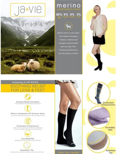 Miniatura 6 de JAVIE - Calcetines de compresión graduados de 80 % lana merino ultra suaves de 15 a 20 mmHg para mujeres y hombres