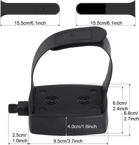 Miniatura 6 de DRBIKE Pedales de bicicleta estática con correas con eje de rosca de 9/16 pulgadas para bicicleta estática en interiores, gimnasio en casa, 1 par