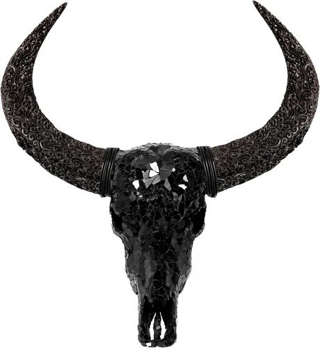 Miniatura 14 de Skull Bliss - Auténtica calavera de búfalo tallada a mano de taxidermia real/Decoración de pared única con calavera de toro real/Decoración genuina