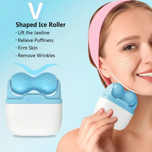 Miniatura 5 de Rodillo de hielo de doble extremo, rodillo de hielo para aliviar la hinchazón facial y ocular, rodillo de hielo masajeador para dolor de migraña