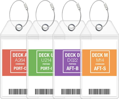 Carnival Cruise - Portaetiquetas para equipaje 4 unidades y juego de cordones de crucero 2 unidades Soportes grandes para etiquetas electrónicas de