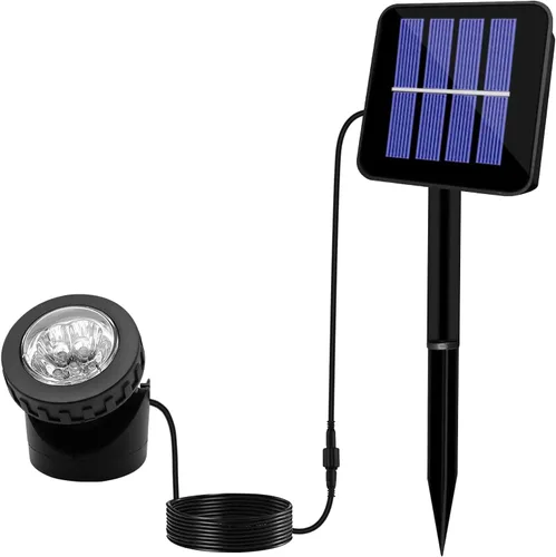 Miniatura 9 de AVEKI Focos solares de estanque, 12 luces LED solares subacuáticas con doble cabezal impermeable, submarino, paisaje, iluminación de seguridad