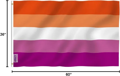 Miniatura 7 de Anley Fly Breeze - Bandera del orgullo lésbico al atardecer de 3 x 5 pies, color vivo y a prueba de decoloración, cabecera de lona y doble costura