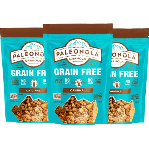 Paleonola Granola original sin granos, bolsa resellable de 10 onzas (paquete de 3) – Granola paleo de proteína sin grano mezclada con coco seco y