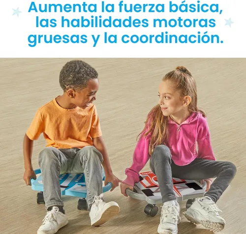 Miniatura 4 de hand2mind Tabla de patineta planeadora Blue Plane, Tabla de patinete de piso, Juguetes de motricidad gruesa, Equipo de ejercicio y educación física