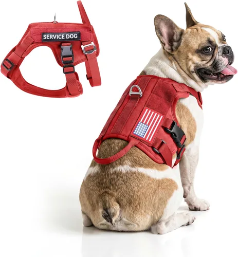 Miniatura 13 de FAYOGOO - Arnés táctico para perros grandes - Arnés de perro resistente a fugas con asa - Chaleco de perro de servicio militar sin tirones con Marrón