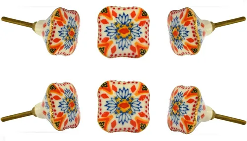 Miniatura 5 de TRINCA-FERRO Juego de 6 pomos de puerta interiores/exteriores para cajón, cajones de aparador, pomos decorativos de cerámica modernos para cocina