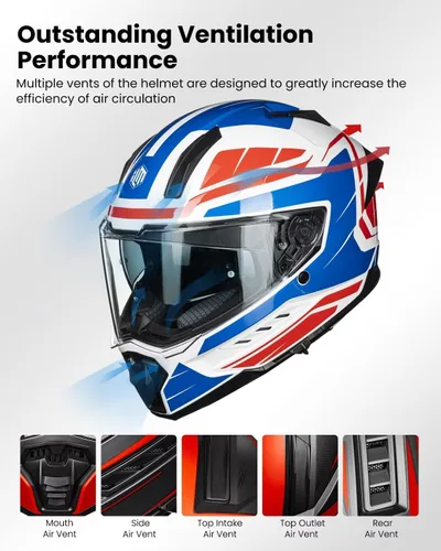 Miniatura 4 de ILM Cascos de cara completa para motocicleta DOT ECE para hombres y mujeres con doble visera pinlock inserto Street Racing casco Cascos para Motos