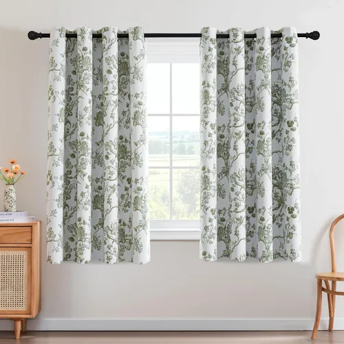 Miniatura 14 de H.VERSAILTEX - Cortinas opacas de 63 pulgadas de largo, juego de 2 paneles, estampado floral, cortinas de estilo campestre para sala de estar