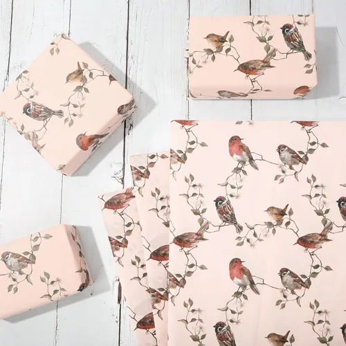 Miniatura 3 de JarThenaAMCS 60 hojas de papel de seda de pájaro, rama de pájaro, papel de regalo decorativo para manualidades, manualidades, primavera, boda
