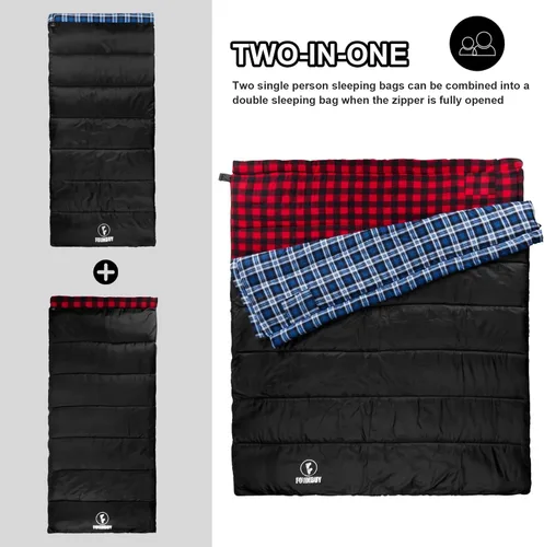 Miniatura 5 de Flannel Sleeping Bag for Adults Camping Machine Washable XL size. Waterproof & Warm Includes compression sack. Great for backpacking, hiking, or