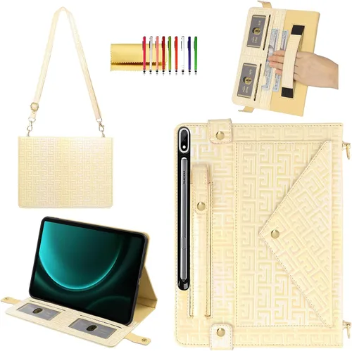 Miniatura 16 de Bolso Funda para Samsung Galaxy Tab S10 FE/S9 FE 10.9"/S9/S8/S7 11", Techcircle Folio con Soporte Cruzado, Billetera con Ranura para Lápiz S Pen