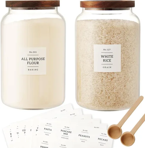 CZSZYGHBAO 2 tarros de vidrio grandes con tapa hermética, tarros de vidrio para almacenamiento de alimentos para té, especias, cereales, huevo,