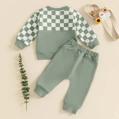 Miniatura 58 de Conjunto de sudadera de manga larga con cuello redondo y pantalones deportivos para bebés, ropa de invierno para bebé