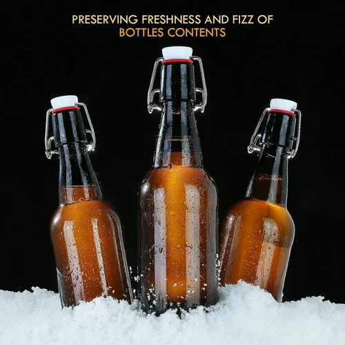Miniatura 3 de YEBODA Botellas de cerveza de vidrio ámbar de 16 onzas para elaboración casera con tapas abatibles, caja de 6