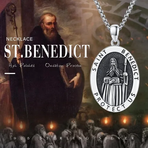 Miniatura 317 de Collar con colgante de plata de ley 925 con medalla de San Patrón, joyería religiosa para hombres y mujeres, con cadena de acero inoxidable 316L