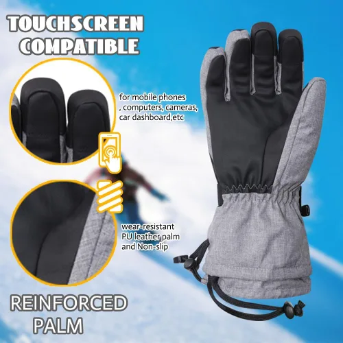 Miniatura 3 de Ixsun Guantes de esquí para hombres y mujeres, bolsillo con cremallera, suaves, cálidos, impermeables, resistentes al viento, adecuados para esquís