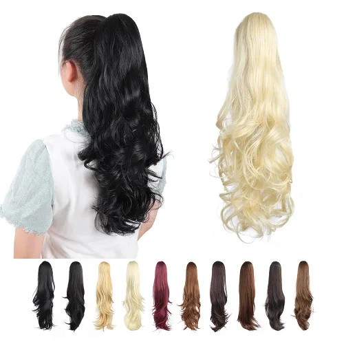 Miniatura 80 de Extensiones de cola de caballo de cabello rubio, extensiones de cola de caballo para mujer, pinza de extensiones de cabello rizado de 12 pulgadas