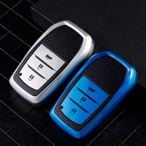 Miniatura 5 de DOUKI Leather TPU Car Key Cover Case Holder, for Toyota RAV4 Crown Hilux Fortuner Innova Camry Land Cruiser Prado Yaris Corolla 55 50