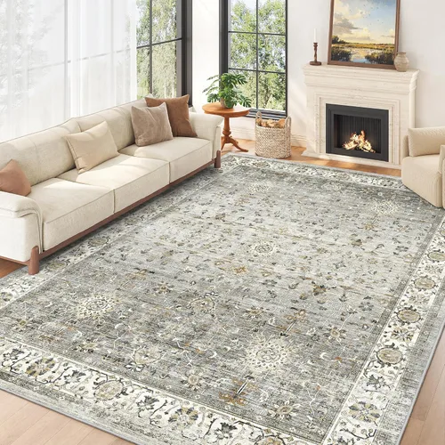 Miniatura 27 de Alfombra de pasillo lavable de 2 x 6 pies - Alfombras de cocina con respaldo antideslizante vintage suave estilo granja, alfombra de entrada