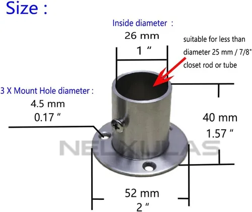 Miniatura 3 de brida de acero inoxidable para armario, Plateado